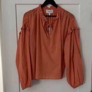 Cleobella Phoenix Organic Women's Coral Ruffle Blouse, Size L